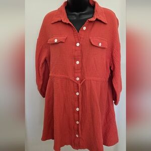 Shibever Comfy Soft Beach Dress Size M Burnt Orange Color